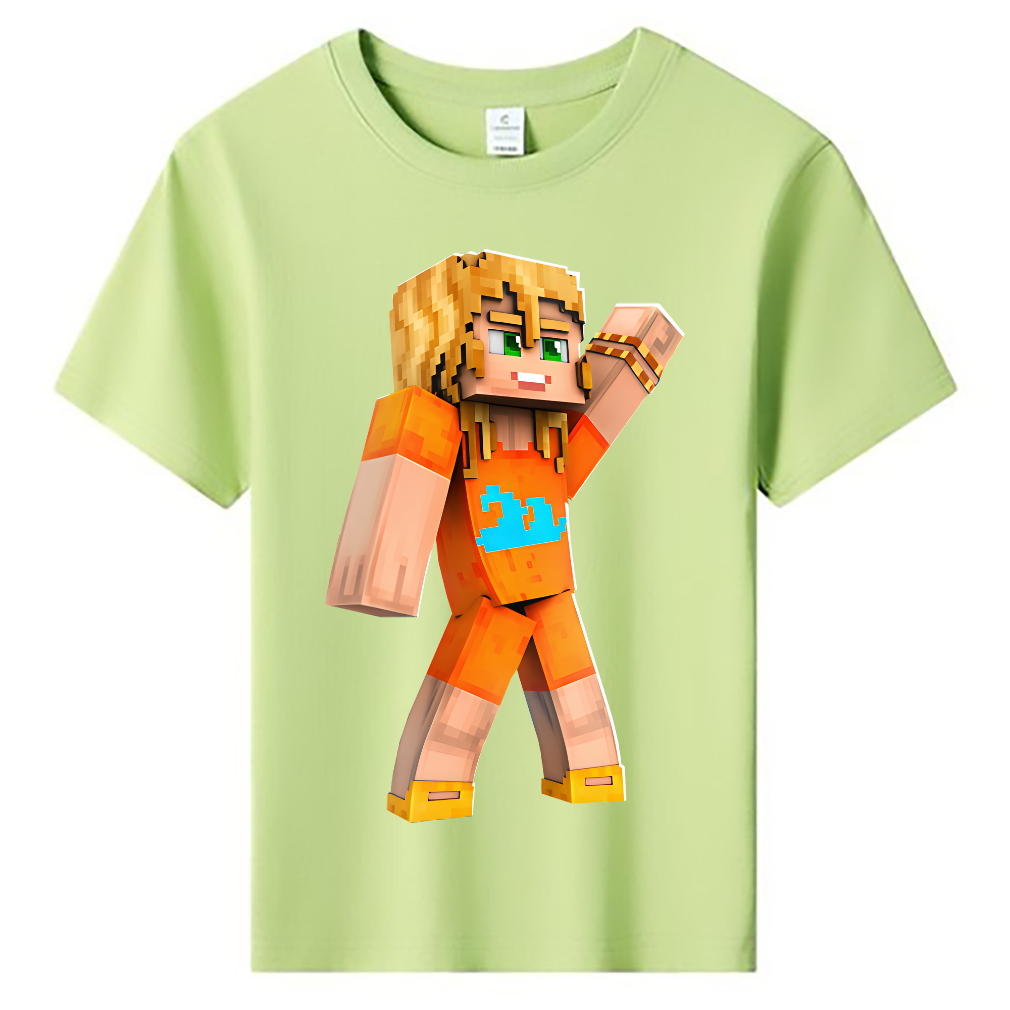 （画像用） マインクラフト ブロックの世界 Minecraft MC Block world 綿100％キッズTシャツ（フロントプリント）